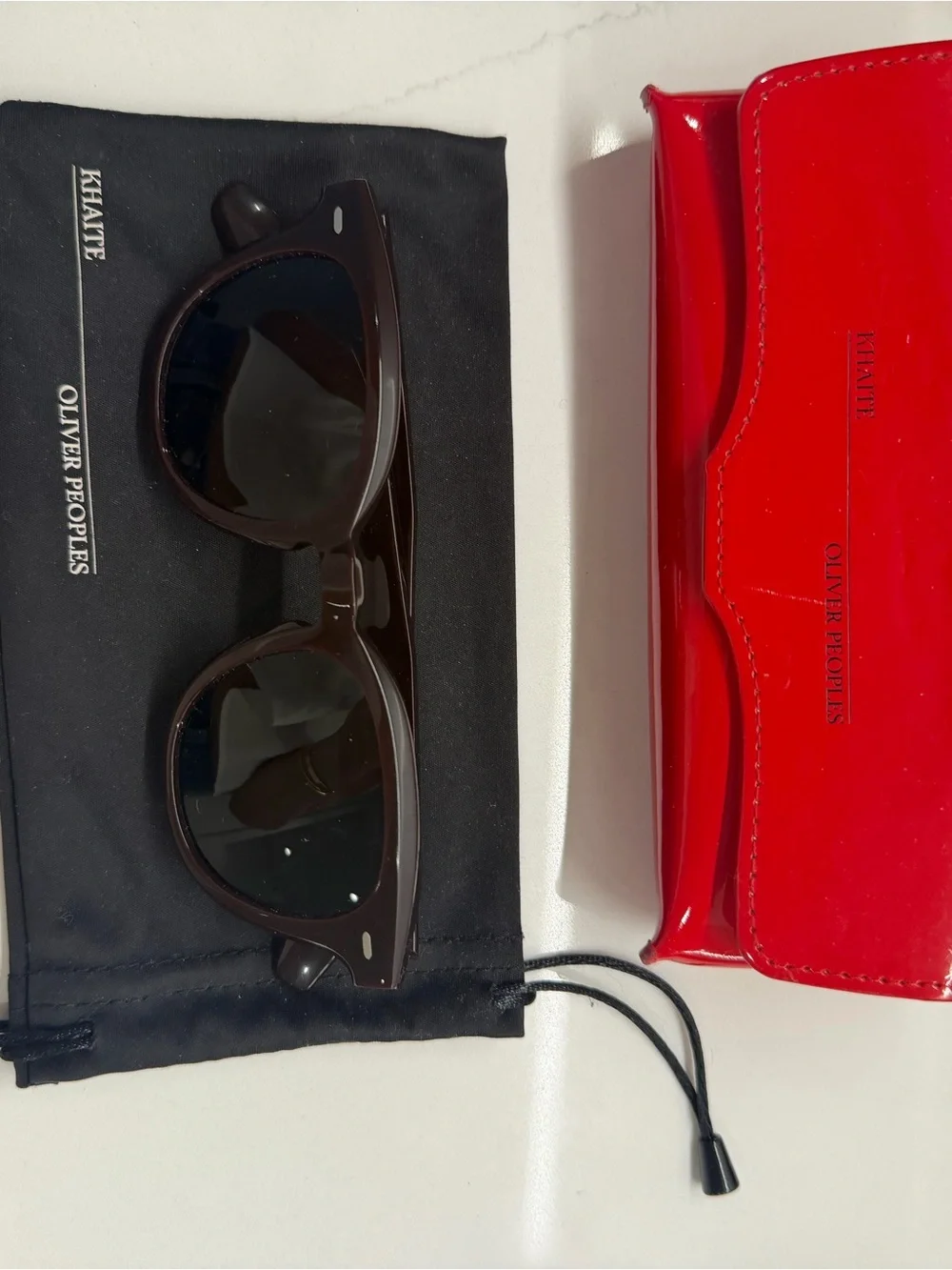 Oliver Peoples Dark Brown Frame Sunglasses with Green Lenses
